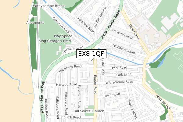 EX8 1QF map - large scale - OS Open Zoomstack (Ordnance Survey)