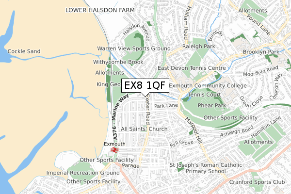 EX8 1QF map - small scale - OS Open Zoomstack (Ordnance Survey)