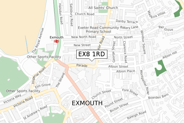 EX8 1RD map - large scale - OS Open Zoomstack (Ordnance Survey)