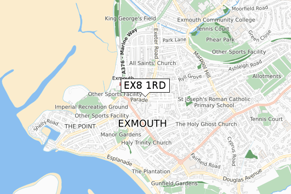 EX8 1RD map - small scale - OS Open Zoomstack (Ordnance Survey)