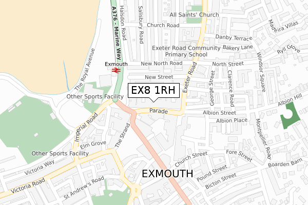 EX8 1RH map - large scale - OS Open Zoomstack (Ordnance Survey)