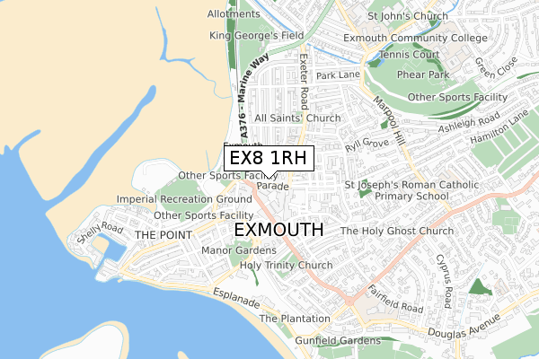 EX8 1RH map - small scale - OS Open Zoomstack (Ordnance Survey)