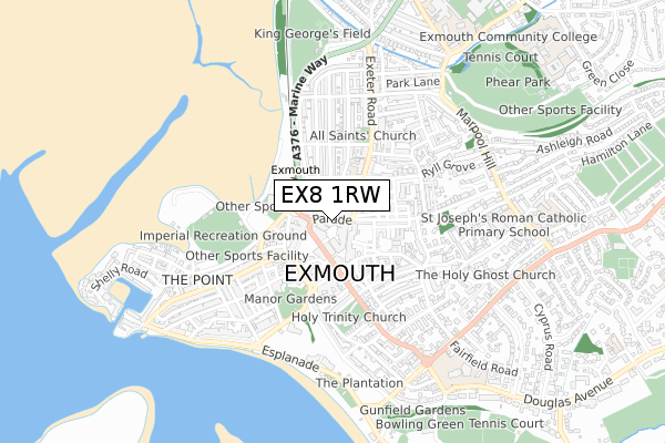 EX8 1RW map - small scale - OS Open Zoomstack (Ordnance Survey)