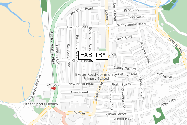 EX8 1RY map - large scale - OS Open Zoomstack (Ordnance Survey)