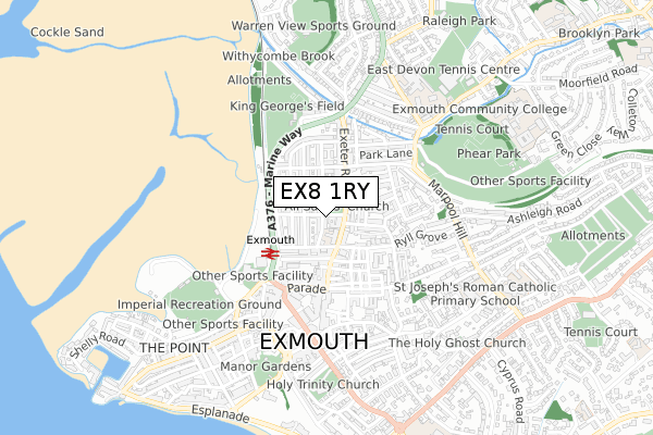 EX8 1RY map - small scale - OS Open Zoomstack (Ordnance Survey)