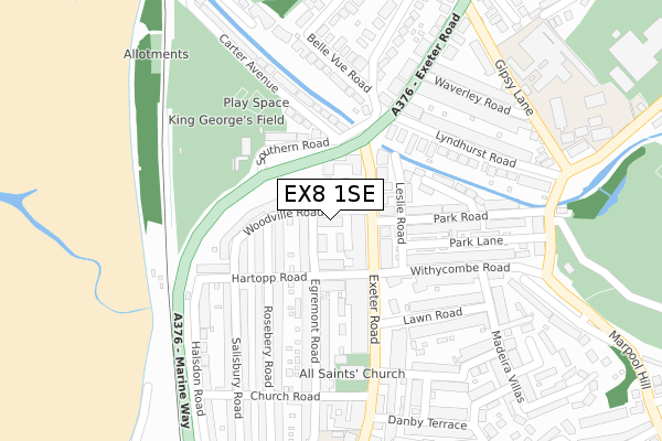 EX8 1SE map - large scale - OS Open Zoomstack (Ordnance Survey)