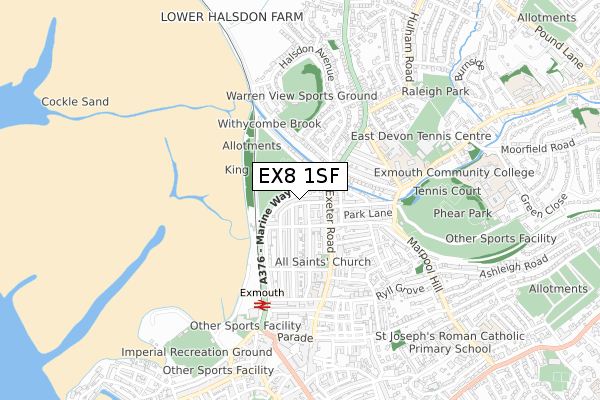 EX8 1SF map - small scale - OS Open Zoomstack (Ordnance Survey)