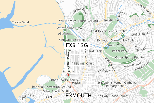 EX8 1SG map - small scale - OS Open Zoomstack (Ordnance Survey)