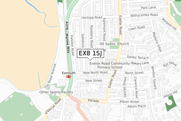 EX8 1SJ map - large scale - OS Open Zoomstack (Ordnance Survey)