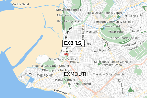 EX8 1SJ map - small scale - OS Open Zoomstack (Ordnance Survey)