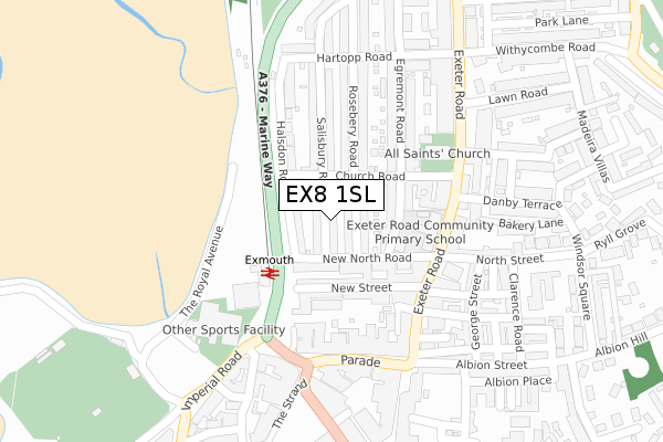 EX8 1SL map - large scale - OS Open Zoomstack (Ordnance Survey)