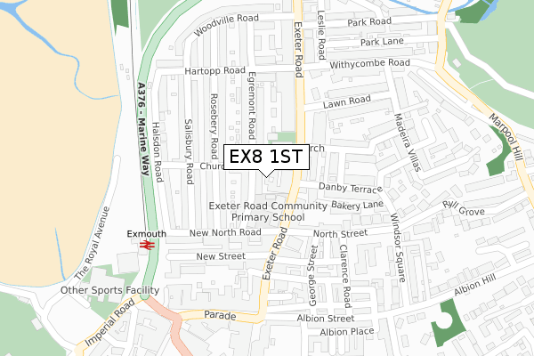 EX8 1ST map - large scale - OS Open Zoomstack (Ordnance Survey)