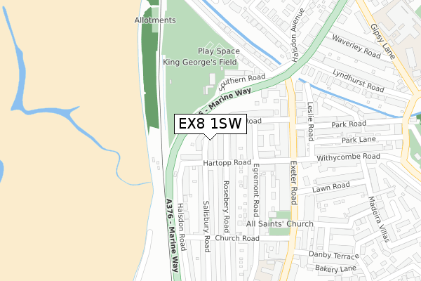 EX8 1SW map - large scale - OS Open Zoomstack (Ordnance Survey)