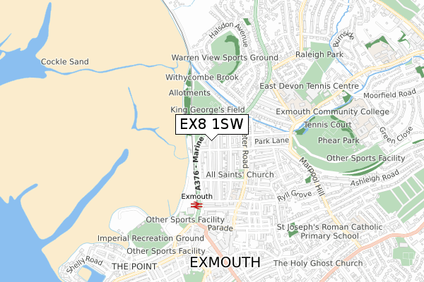 EX8 1SW map - small scale - OS Open Zoomstack (Ordnance Survey)