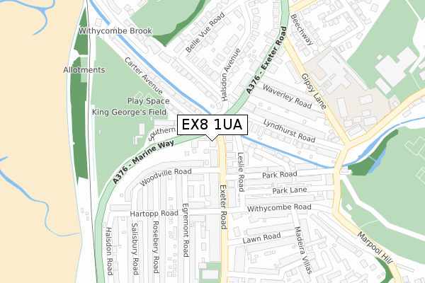 EX8 1UA map - large scale - OS Open Zoomstack (Ordnance Survey)