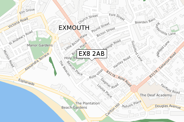 EX8 2AB map - large scale - OS Open Zoomstack (Ordnance Survey)