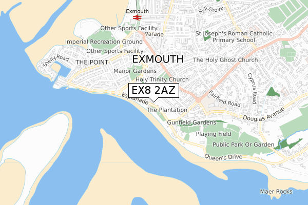 EX8 2AZ map - small scale - OS Open Zoomstack (Ordnance Survey)