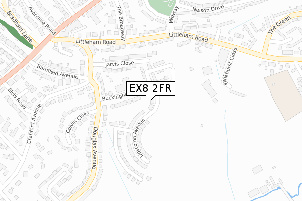 EX8 2FR map - large scale - OS Open Zoomstack (Ordnance Survey)