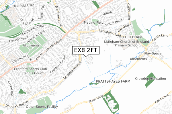 EX8 2FT map - small scale - OS Open Zoomstack (Ordnance Survey)