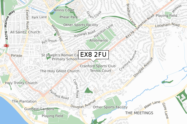 EX8 2FU map - small scale - OS Open Zoomstack (Ordnance Survey)