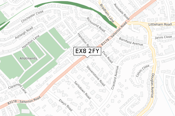EX8 2FY map - large scale - OS Open Zoomstack (Ordnance Survey)