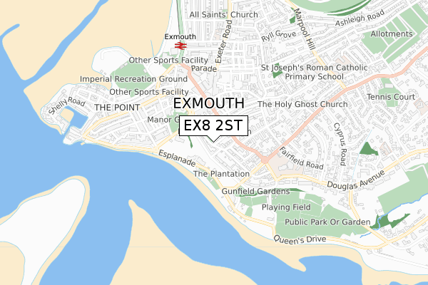 EX8 2ST map - small scale - OS Open Zoomstack (Ordnance Survey)