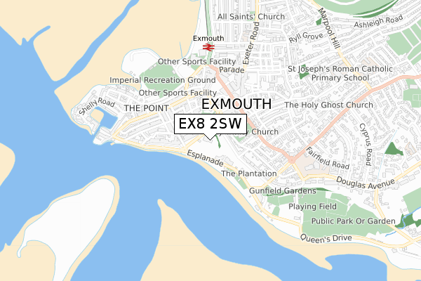 EX8 2SW map - small scale - OS Open Zoomstack (Ordnance Survey)