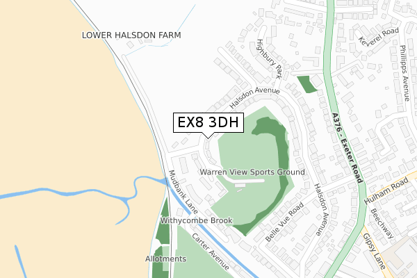 EX8 3DH map - large scale - OS Open Zoomstack (Ordnance Survey)