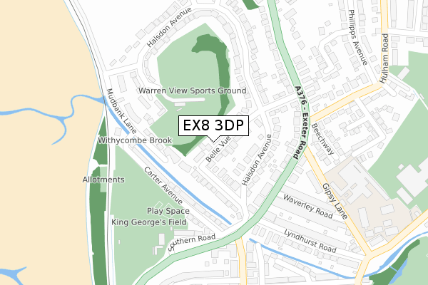 EX8 3DP map - large scale - OS Open Zoomstack (Ordnance Survey)