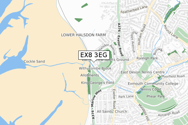 EX8 3EG map - small scale - OS Open Zoomstack (Ordnance Survey)