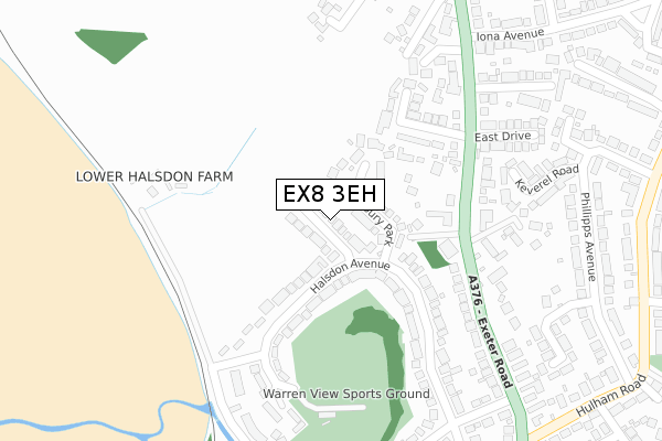 EX8 3EH map - large scale - OS Open Zoomstack (Ordnance Survey)