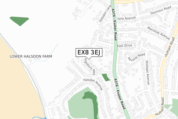 EX8 3EJ map - large scale - OS Open Zoomstack (Ordnance Survey)