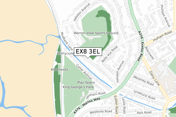 EX8 3EL map - large scale - OS Open Zoomstack (Ordnance Survey)