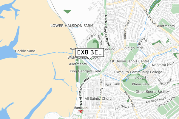 EX8 3EL map - small scale - OS Open Zoomstack (Ordnance Survey)