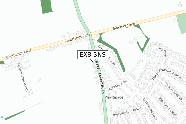 EX8 3NS map - large scale - OS Open Zoomstack (Ordnance Survey)