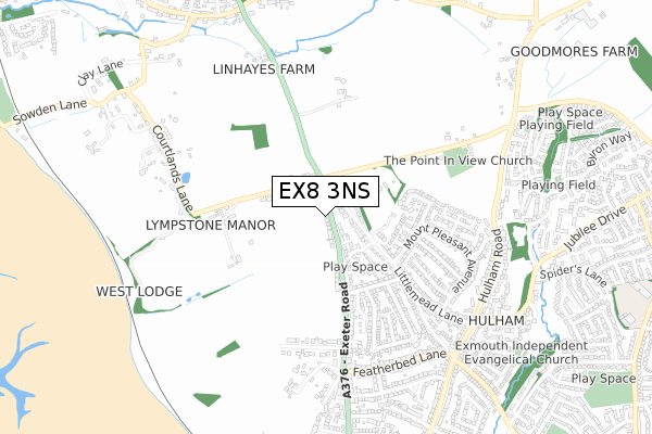 EX8 3NS map - small scale - OS Open Zoomstack (Ordnance Survey)