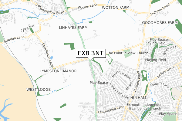 EX8 3NT map - small scale - OS Open Zoomstack (Ordnance Survey)