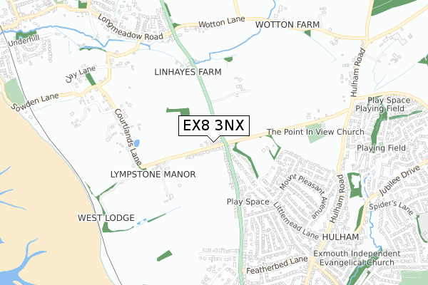 EX8 3NX map - small scale - OS Open Zoomstack (Ordnance Survey)