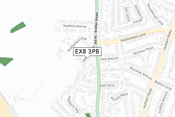 EX8 3PB map - large scale - OS Open Zoomstack (Ordnance Survey)