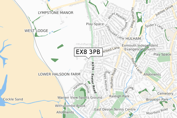 EX8 3PB map - small scale - OS Open Zoomstack (Ordnance Survey)