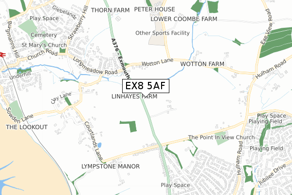 EX8 5AF map - small scale - OS Open Zoomstack (Ordnance Survey)