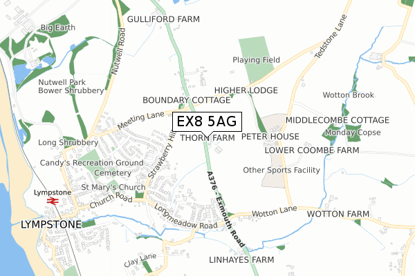 EX8 5AG map - small scale - OS Open Zoomstack (Ordnance Survey)