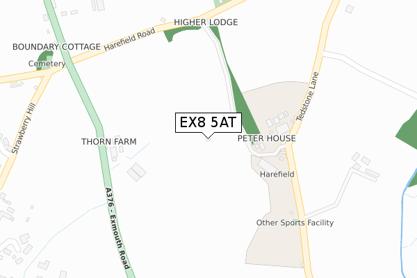 EX8 5AT map - large scale - OS Open Zoomstack (Ordnance Survey)