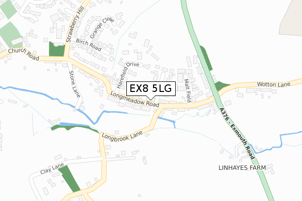 EX8 5LG map - large scale - OS Open Zoomstack (Ordnance Survey)