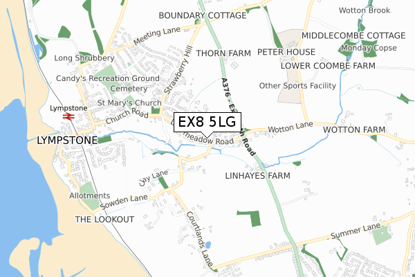 EX8 5LG map - small scale - OS Open Zoomstack (Ordnance Survey)