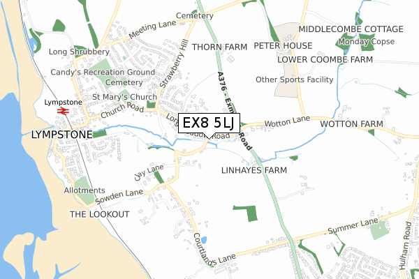 EX8 5LJ map - small scale - OS Open Zoomstack (Ordnance Survey)