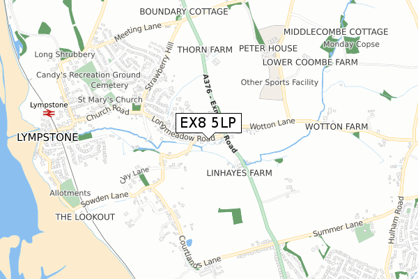 EX8 5LP map - small scale - OS Open Zoomstack (Ordnance Survey)