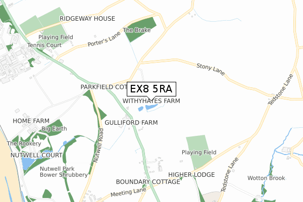 EX8 5RA map - small scale - OS Open Zoomstack (Ordnance Survey)
