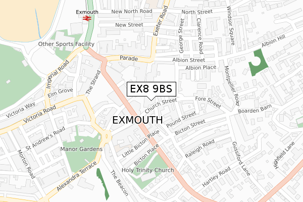 EX8 9BS map - large scale - OS Open Zoomstack (Ordnance Survey)