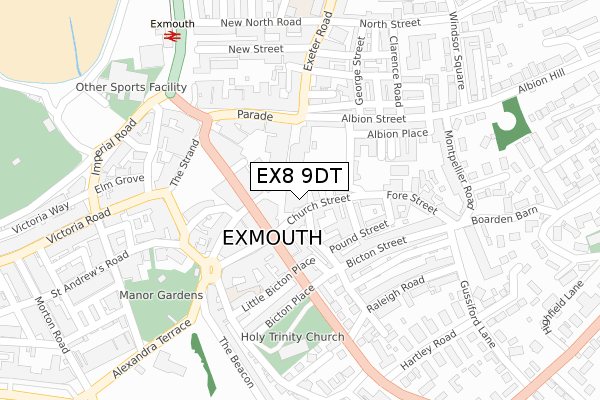 EX8 9DT map - large scale - OS Open Zoomstack (Ordnance Survey)